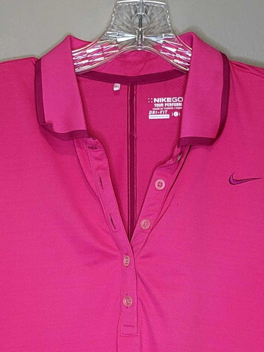 Nike Golf Dri-FIT Tour Performance Pink Short Sleeve Polo Shirt Women's Large - Picture 3 of 4